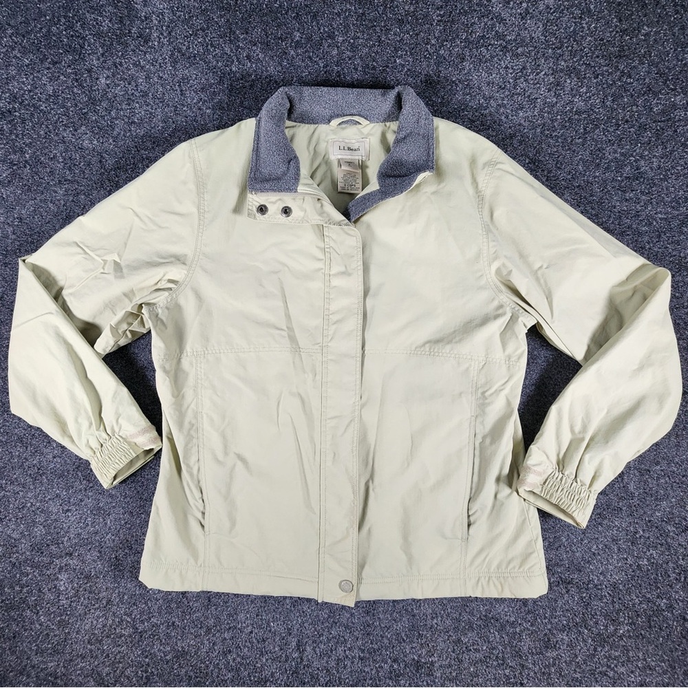 L.L. Bean Women's Light Tan Jacket with Gray Collar Size S